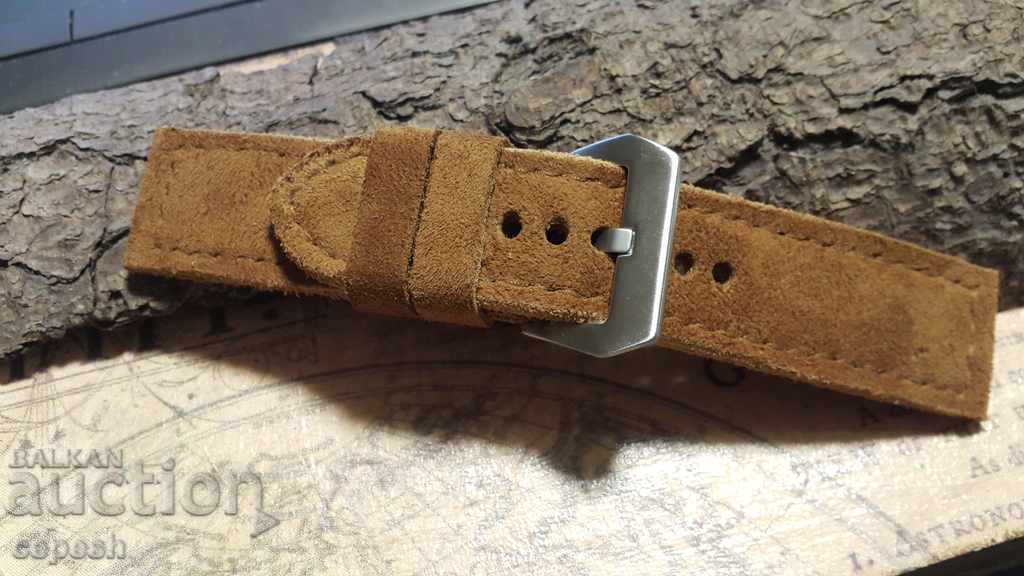 Auction Leather watch strap 26mm Natural suede handmade 514 Auction Leather watch strap 26mm Natural suede handmade 514