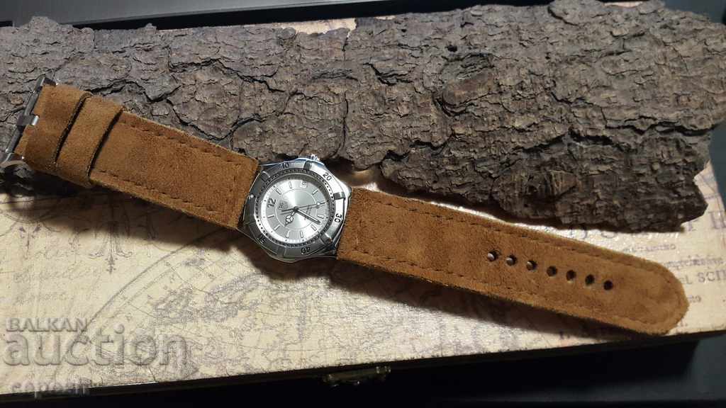 Leather watch strap 26mm Natural suede handmade 514 - 6 Leather watch strap 26mm Natural suede handmade 514 - 6