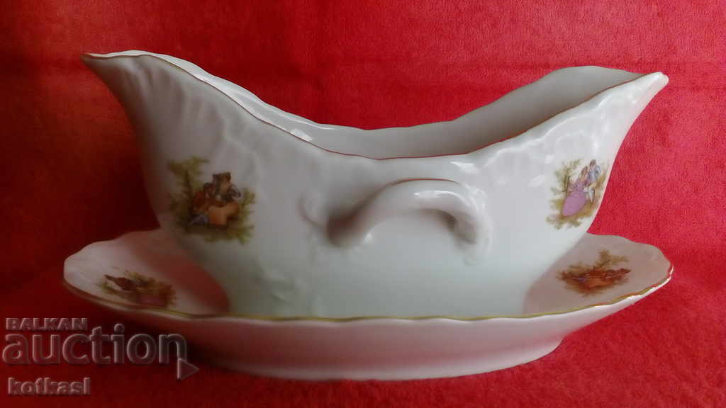 Old porcelain saucer marked 6 pcs drawings gold edging Old porcelain saucer marked 6 pcs drawings gold edging