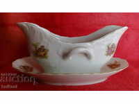 Παλιό πιατάκι πορσελάνης με σήμανση 6 τμχ σχέδια χρυσή μπορντούρα