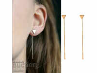 Earrings, long, chain, triangle
