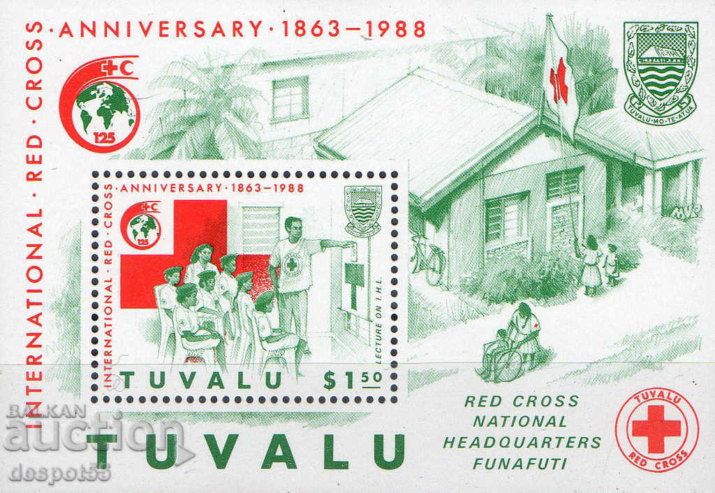 1988. Tuvalu. 125 de ani de Cruce Roșie Internațională. Block.