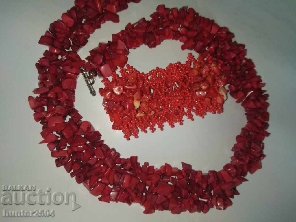 LOT Necklace red sea coral and bracelet cm. with price 49.95 BGN | € 25.54 LOT Necklace red sea coral and bracelet cm. with price 49.95 BGN | € 25.54