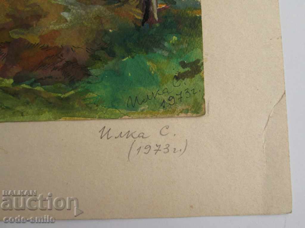 Old painting landscape drawing signed dated - 5