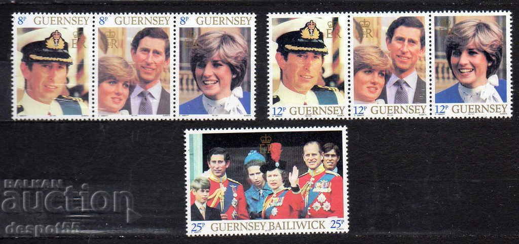 1981. Guernsey. Ο βασιλικός γάμος - ο πρίγκιπας Κάρολος και η κυρία Diana