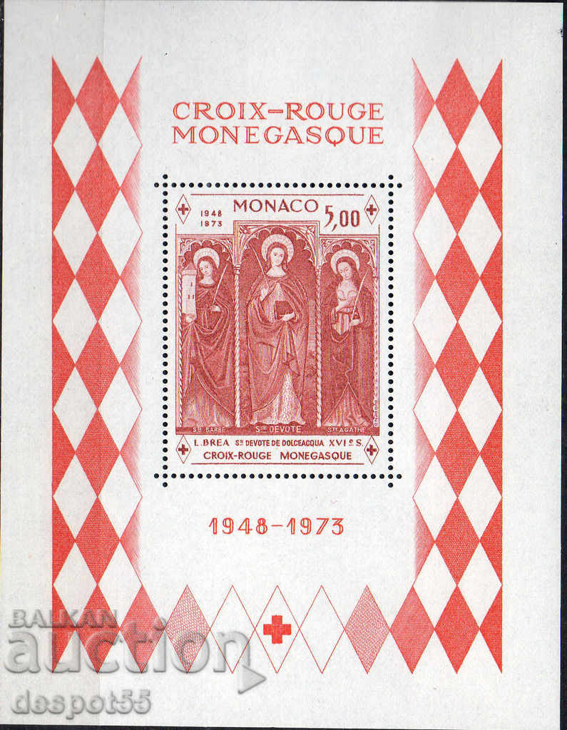 1973 Монако. 25-годишнина на Червения кръст на Монако. Блок.