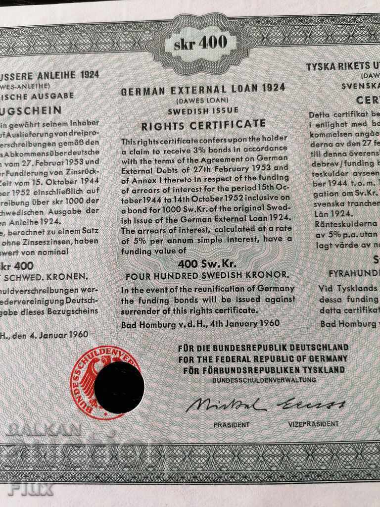 Auction Reich bond 20 stamps External debt in crowns 1924 Auction Reich bond 20 stamps External debt in crowns 1924