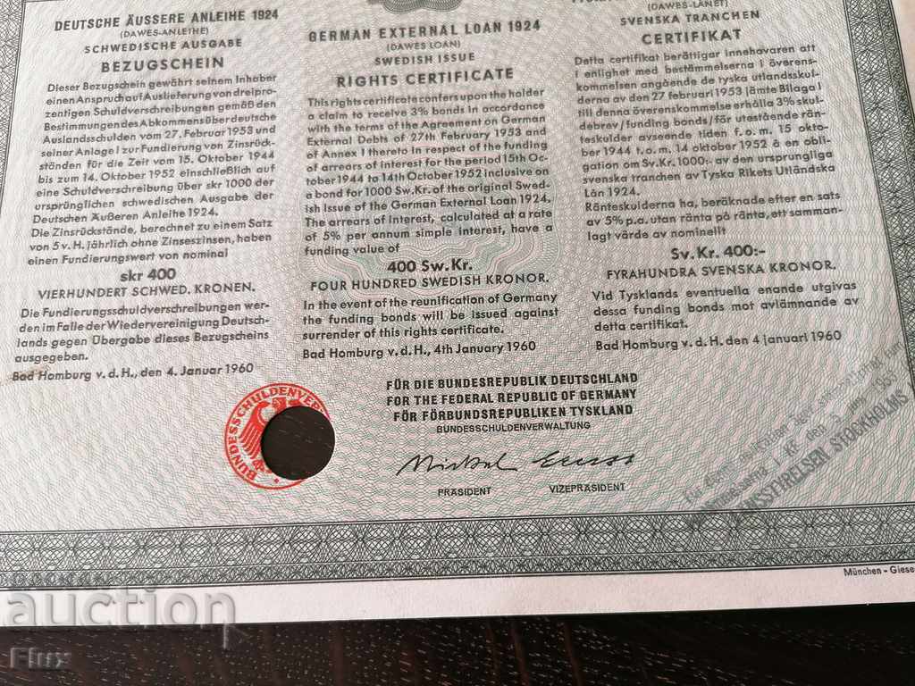 Reich bond 20 stamps External debt in crowns 1924 - 5 Reich bond 20 stamps External debt in crowns 1924 - 5