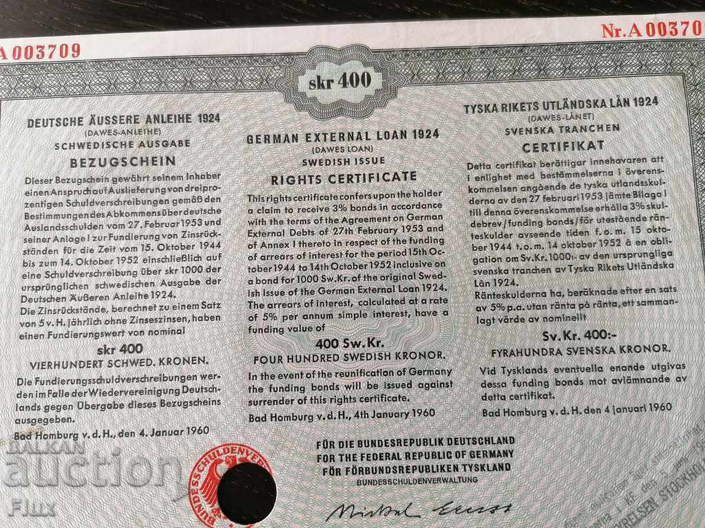 Reich bond 20 stamps External debt in crowns 1924 - 6 Reich bond 20 stamps External debt in crowns 1924 - 6