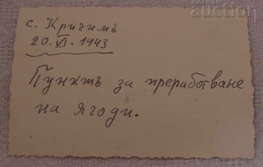 SATUL KRICHIM PUNCT DE PRELUCRARE A CĂPȘUNILOR 1943 FOTOGRAFIE cu preț 7.00 BGN | € 3.58 SATUL KRICHIM PUNCT DE PRELUCRARE A CĂPȘUNILOR 1943 FOTOGRAFIE cu preț 7.00 BGN | € 3.58