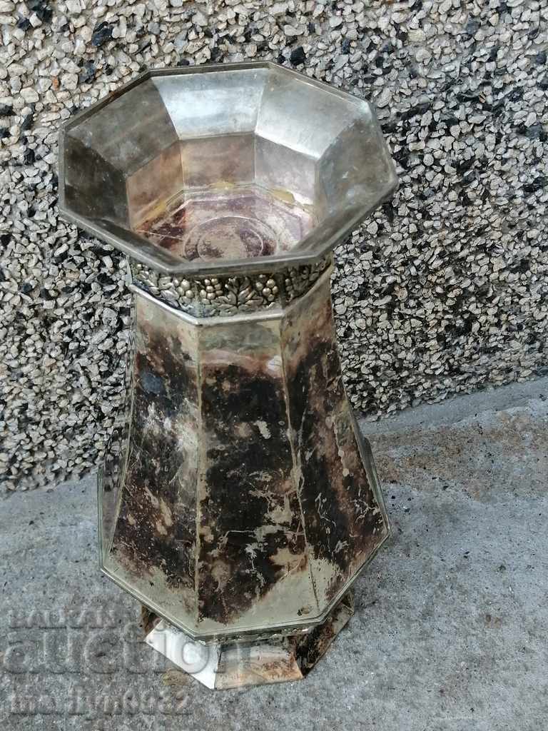 Old metal vase thick silver plated Art Deco - 5 Old metal vase thick silver plated Art Deco - 5
