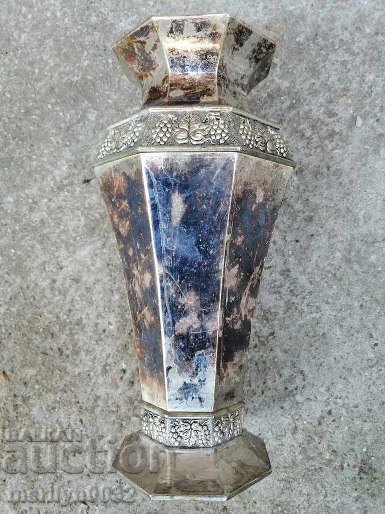 Old metal vase thick silver plated Art Deco - 6 Old metal vase thick silver plated Art Deco - 6