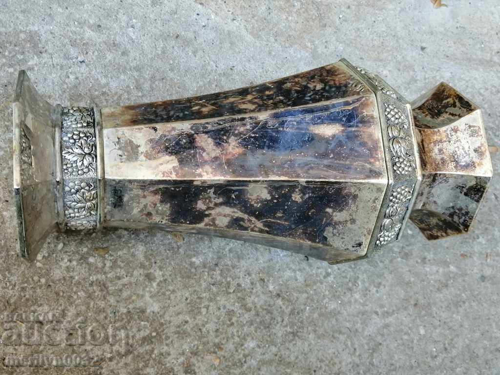 Old metal vase thick silver plated Art Deco - 7 Old metal vase thick silver plated Art Deco - 7