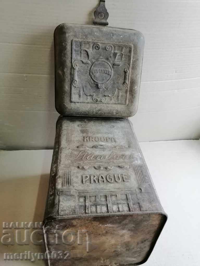 Auction Old Czech metal box box Auction Old Czech metal box box