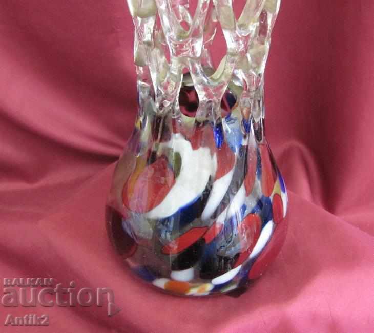 Auction  Antique Morano Crystal Glass Large Vase