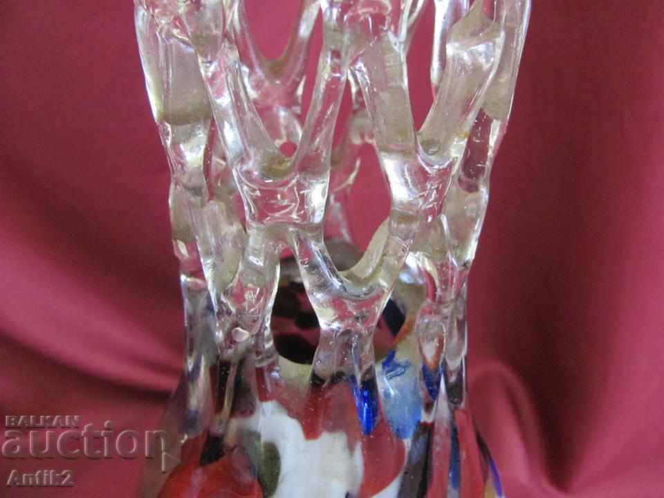 Antique Morano Crystal Glass Large Vase - 7