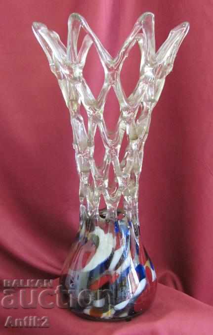 Antique Morano Crystal Glass Large Vase