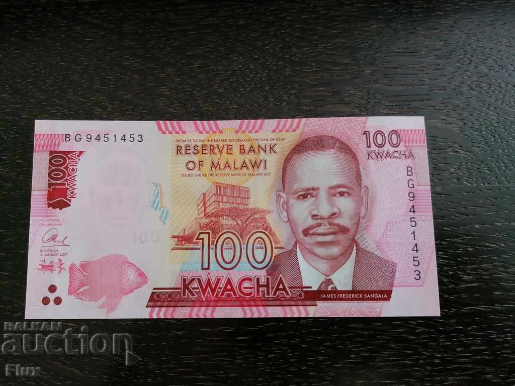 Banknote - Malawi - 100 UNC Kwacha | 2017 with price 4.25 BGN | € 2.17 Banknote - Malawi - 100 UNC Kwacha | 2017 with price 4.25 BGN | € 2.17