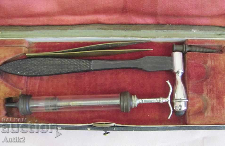 19th Century Antique Medical Hammer & Syringe Kit with price 1000.00 BGN | € 511.29