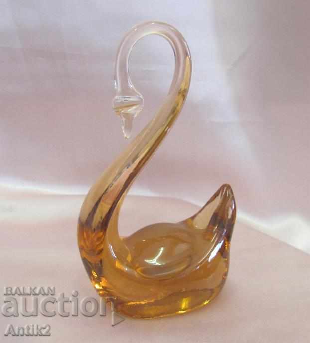 Auction Old Morano Crystal Swan Figurine Auction Old Morano Crystal Swan Figurine
