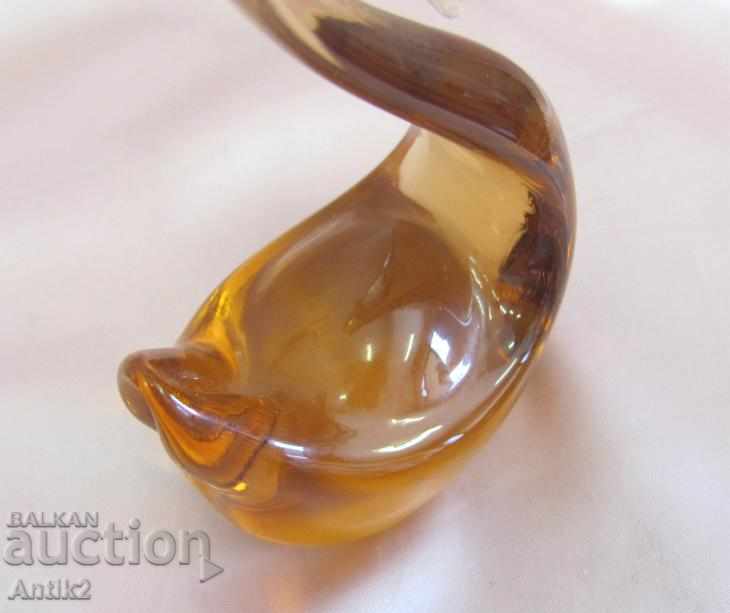 Old Morano Crystal Swan Figurine - 5 Old Morano Crystal Swan Figurine - 5