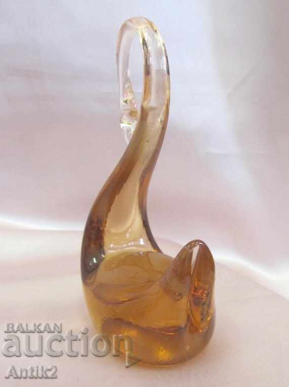 Old Morano Crystal Swan Figurine - 6 Old Morano Crystal Swan Figurine - 6