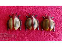 Lot 3 pcs. metal toys Ladybugs Scarab Beetles