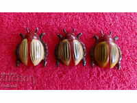 Lot 3 pcs. metal toys Ladybugs Scarab Beetles