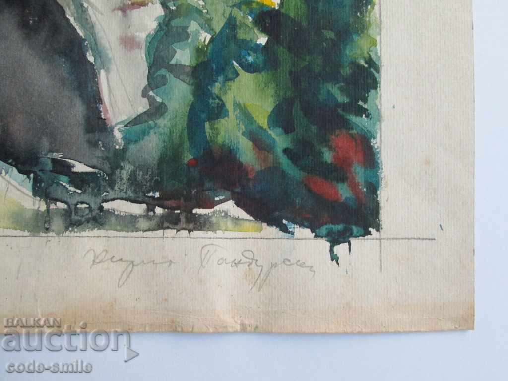 Auction Old author's picture drawing watercolor landscape signed Auction Old author's picture drawing watercolor landscape signed