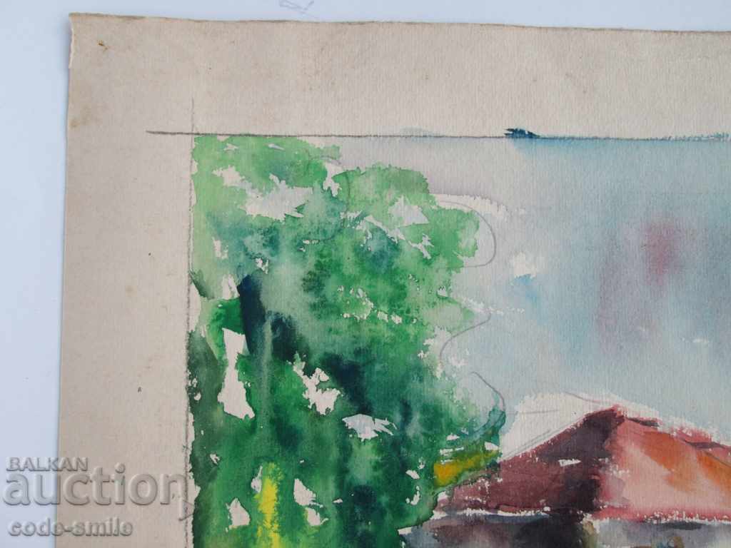 Delivery of Old author's picture drawing watercolor landscape signed Delivery of Old author's picture drawing watercolor landscape signed