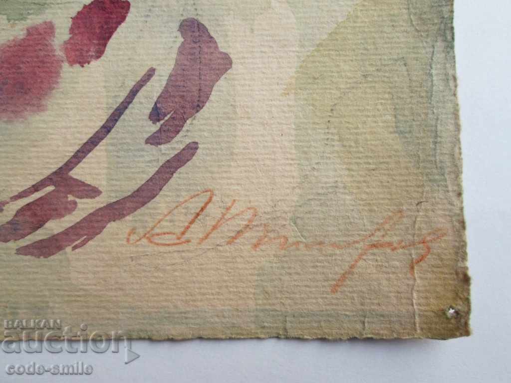 Delivery of Old author's picture watercolor drawing "Flowers" signed