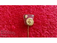 Old bronze badge needle social enamel V.KOLAROV Sofia Elprom