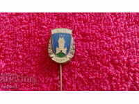 Old bronze badge social needle city GOTTWALDOV Czechoslovakia