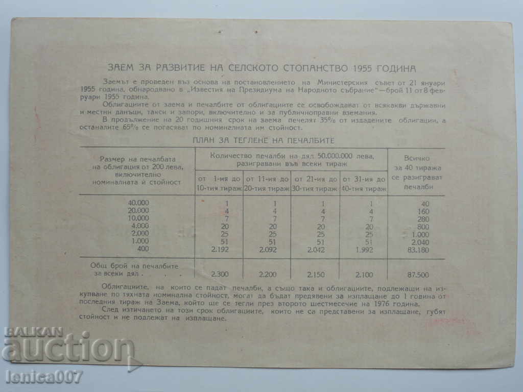 Доставка на България 1955г. - 40 лева