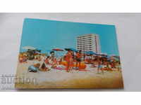 Postcard Sunny Beach Beach in front of Hotel Europe 1973