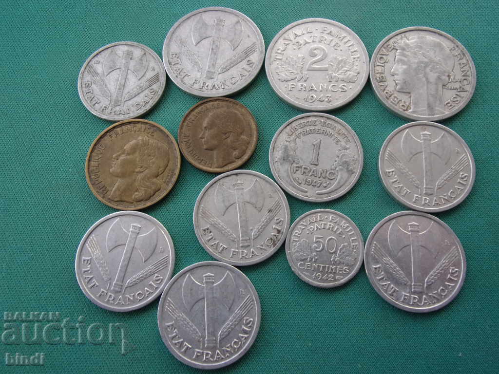 Franța Lot Monede 1942-1952 cu preț € 7.95 | 15.55 BGN