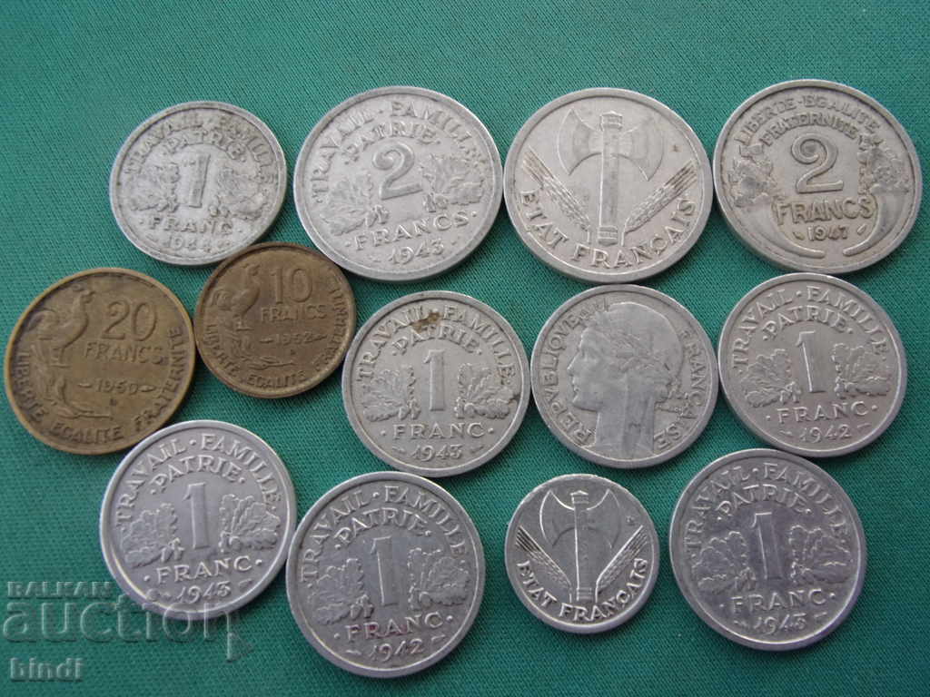 Γαλλία Lot Coins 1942-1952