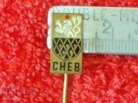 Old solid metal bronze badge pin SNEV