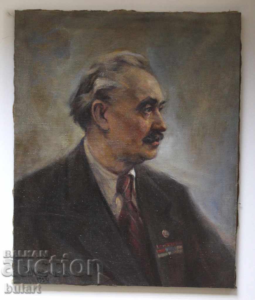 Никола Кожухаров Портрет на Георги Димитров Подписана 1954 г