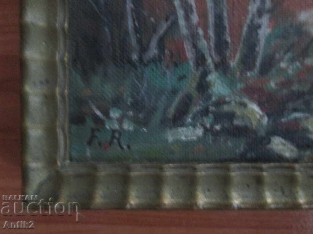 19c Original oil painting, canvas, signed, 33x18cm with price 180.00 BGN | € 92.03