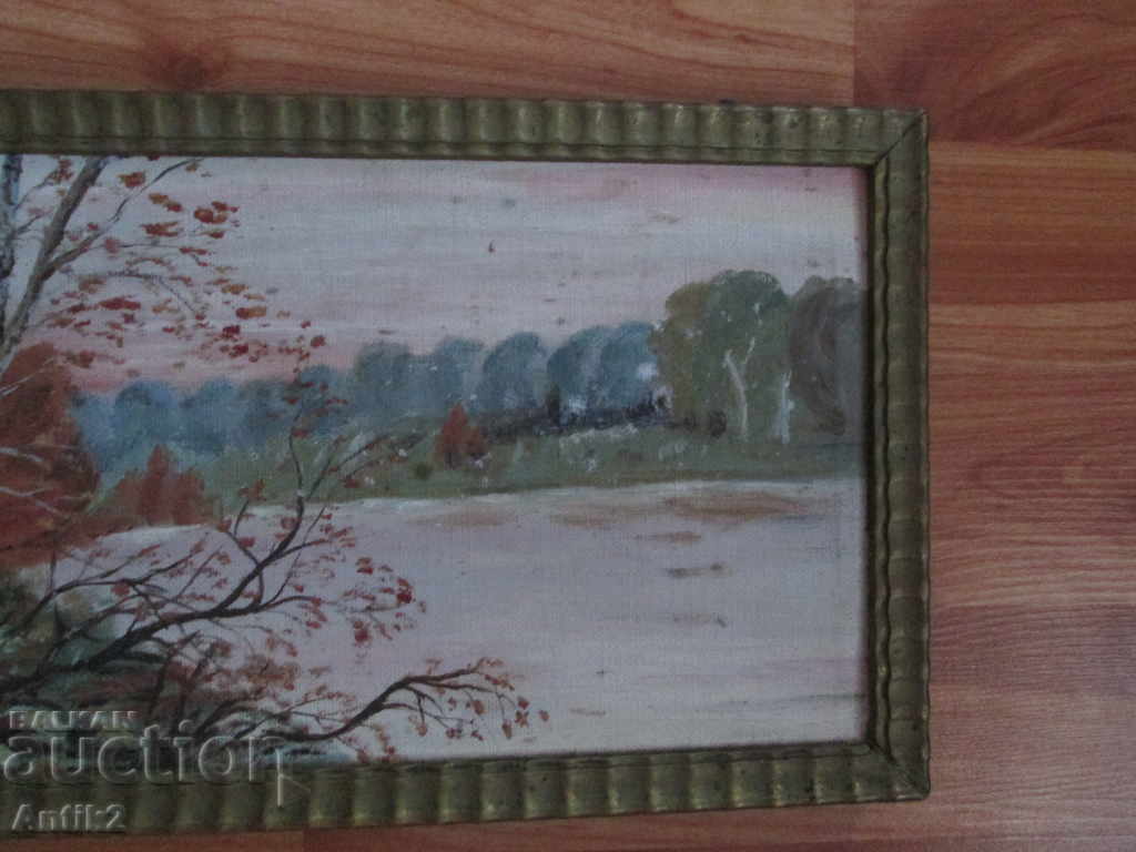 Delivery of 19c Original oil painting, canvas, signed, 33x18cm