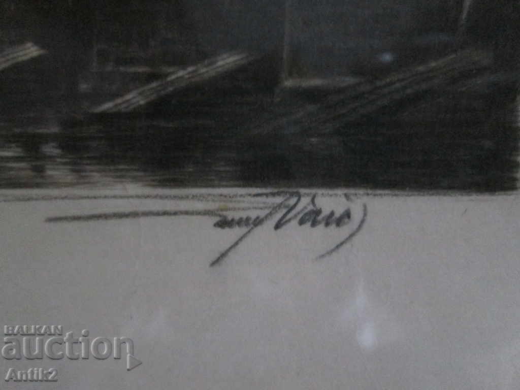 Auction  19c Original engraving, signed, 24x19cm