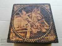 Old pyrographic box of wood, wooden, 40's