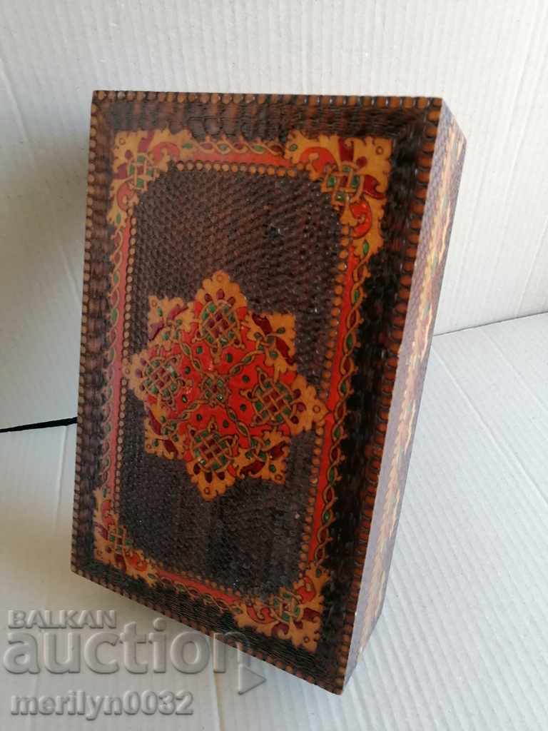 Old pyrographic box of wood, wooden, 40's - 6 Old pyrographic box of wood, wooden, 40's - 6