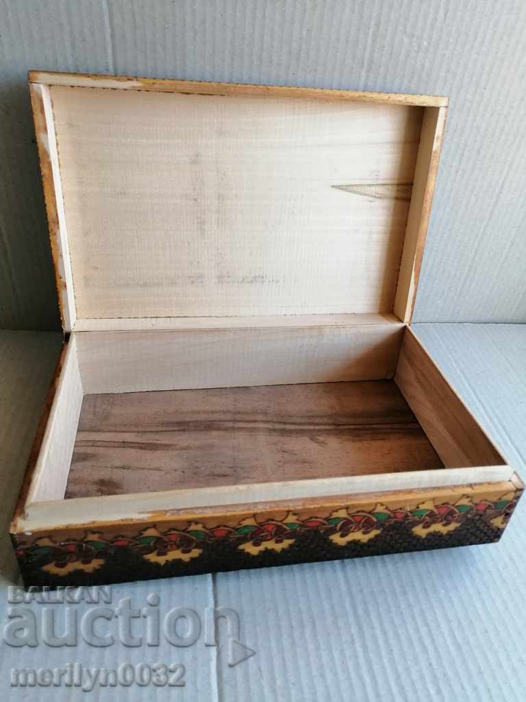 Old pyrographic box of wood, wooden, 40's - 7 Old pyrographic box of wood, wooden, 40's - 7