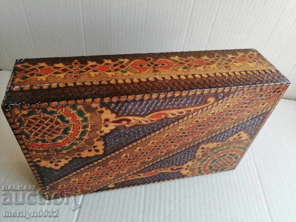 Old pyrographic box of wood, wooden, 40's - 6 Old pyrographic box of wood, wooden, 40's - 6
