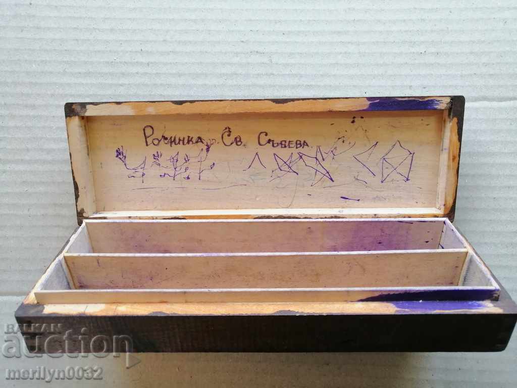 Delivery of Pyrographic box of wood for pencils and pens 40s Delivery of Pyrographic box of wood for pencils and pens 40s