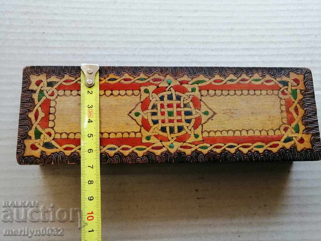Pyrographic box of wood for pencils and pens 40s - 5 Pyrographic box of wood for pencils and pens 40s - 5