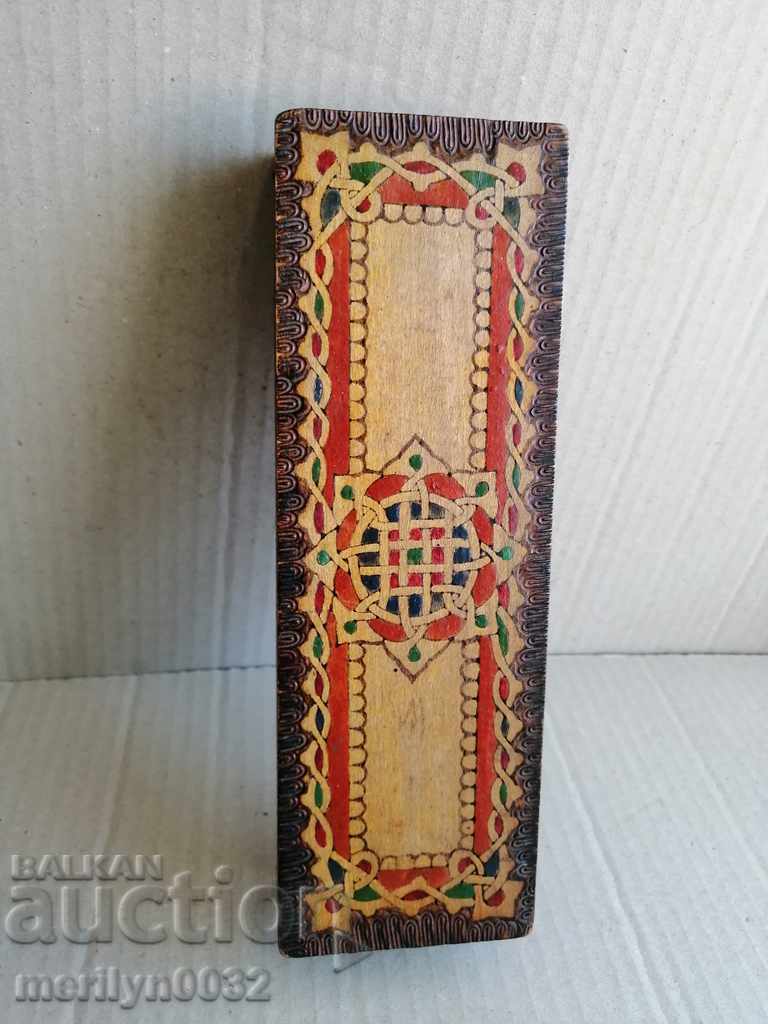 Pyrographic box of wood for pencils and pens 40s - 7 Pyrographic box of wood for pencils and pens 40s - 7