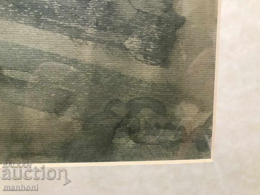 Аукцион 1417 Евгени Бугаев Стара Къща акварел молив подпис Идентифик